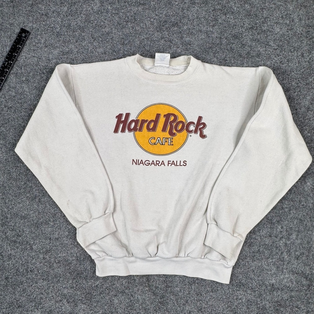 Hard Rock Cafe Sweatshirt Mens Size M Tan Niagara Falls Vintage Graphic Pullover